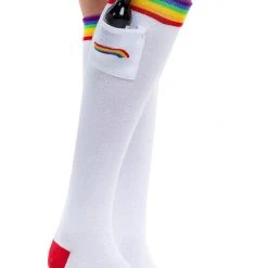 Tipsy Elves White Rainbow Socks With Pocket - Women's Style