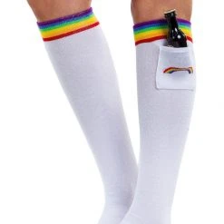 Tipsy Elves White Rainbow Socks With Pocket - Women's Style