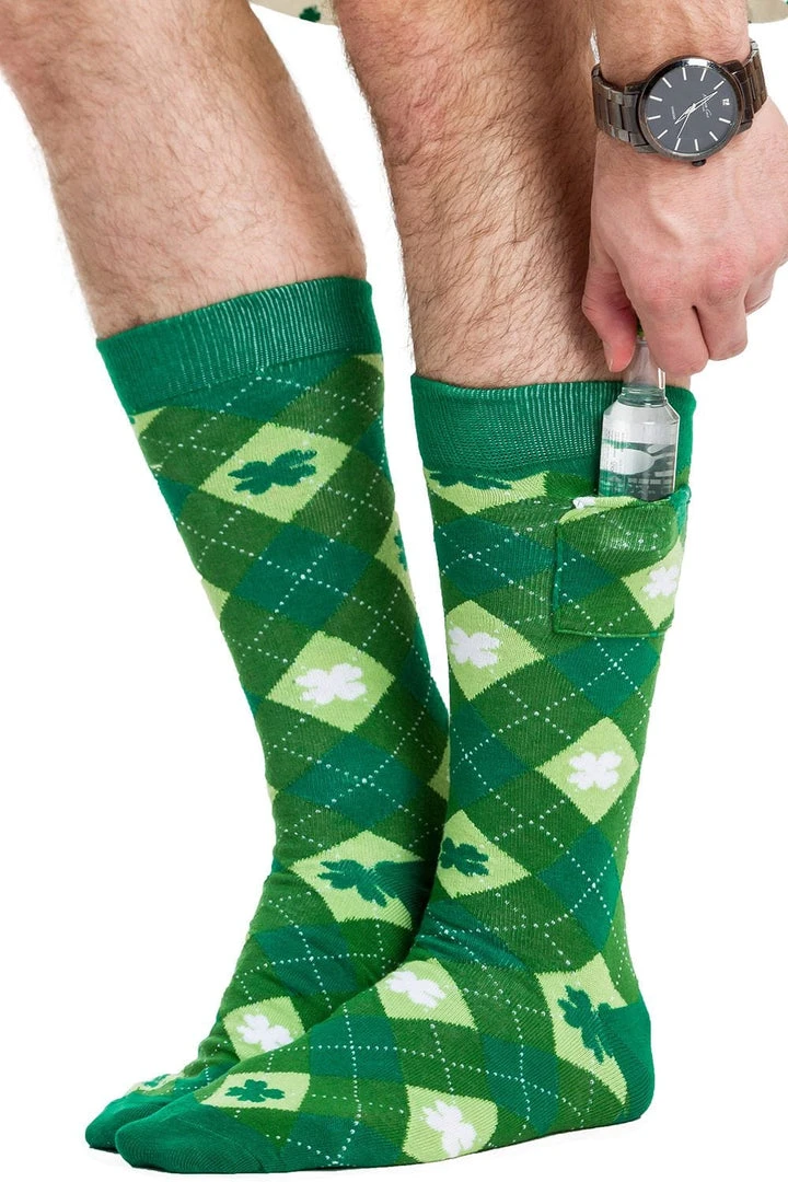 Tipsy Elves Men's Argyle Clover Socks With Pockets 3 Tipsy Elves Men's Argyle Clover Socks With Pockets