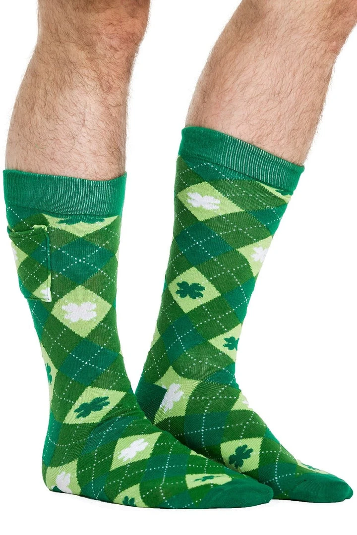Tipsy Elves Men's Argyle Clover Socks With Pockets 4 Tipsy Elves Men's Argyle Clover Socks With Pockets