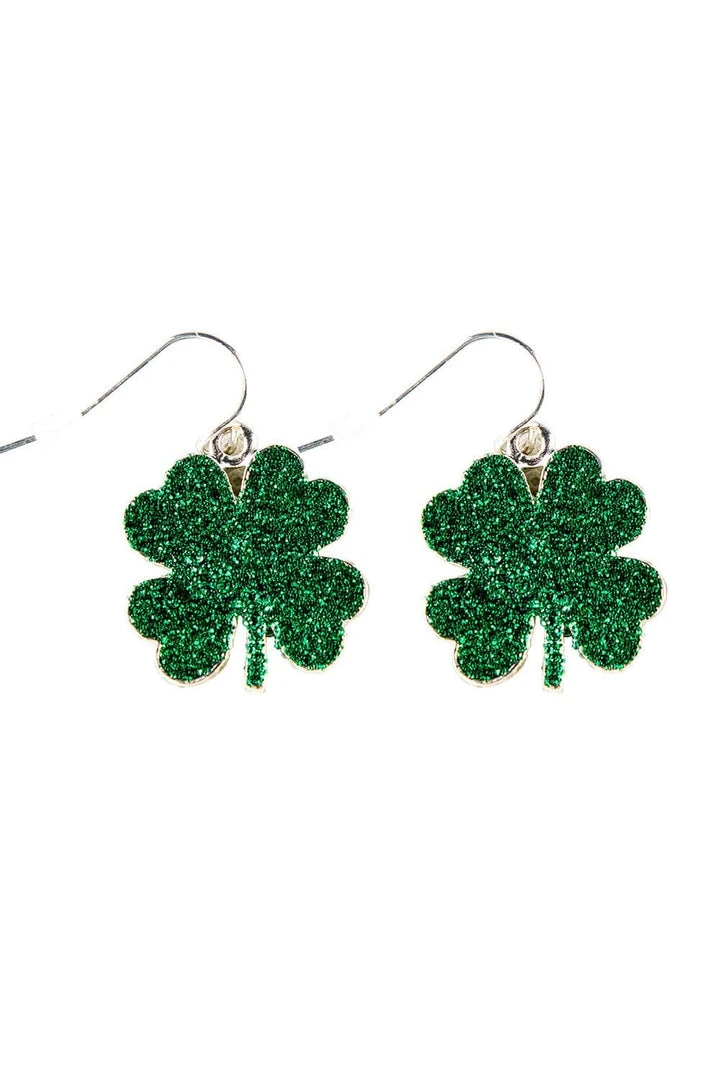 Tipsy Elves Four Leaf Clover Glitter Earrings 3 Tipsy Elves Four Leaf Clover Glitter Earrings