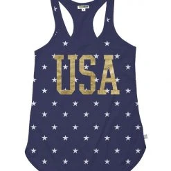 Tipsy Elves Women's Gold Foil USA Tank Top