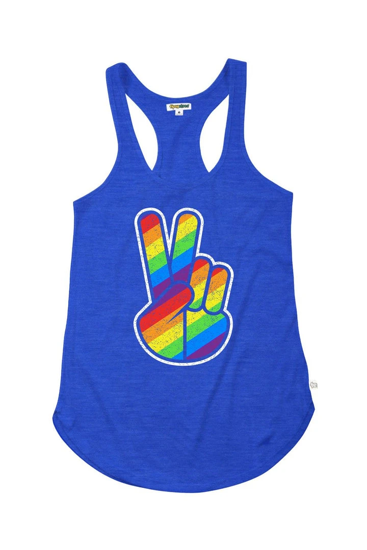 Tipsy Elves Peace Sign Rainbow Tank Top - Women's Cut 3 Tipsy Elves Peace Sign Rainbow Tank Top - Women's Cut