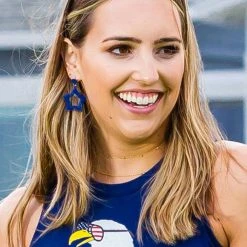 Tipsy Elves Women Patriotic Beaded Star Earrings