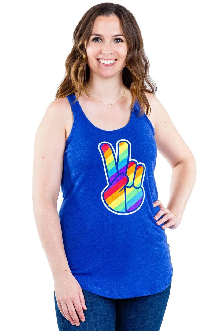 Tipsy Elves Peace Sign Rainbow Tank Top - Women's Cut 4 Tipsy Elves Peace Sign Rainbow Tank Top - Women's Cut