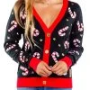 Tipsy Elves Women's Sequin Candy Cane Cardigan