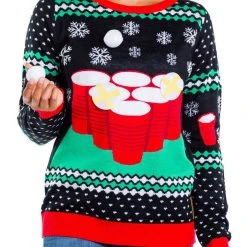 Tipsy Elves Women's Cheer Pong Game Ugly Christmas Sweater 9 Tipsy Elves Women's Cheer Pong Game Ugly Christmas Sweater