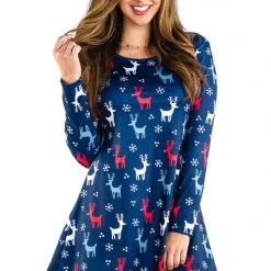 Tipsy Elves Women's Royal Reindeer Dress