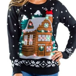 Tipsy Elves Women's Light Show Light Up Ugly Christmas Sweater