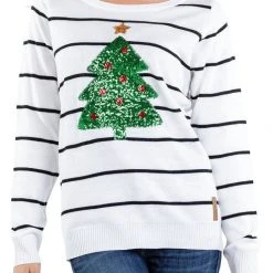 Tipsy Elves Women's Sequin Christmas Tree Ugly Christmas Sweater