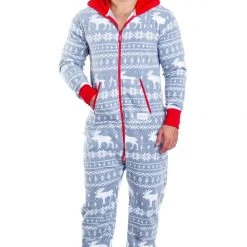 Tipsy Elves Men's Grey Moose Jumpsuit