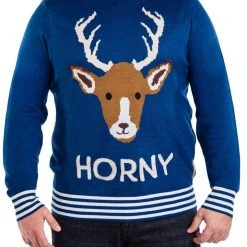 Tipsy Elves Men's Horny As Buck Big And Tall Ugly Christmas Sweater