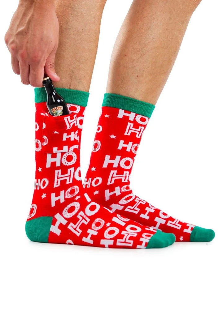 Tipsy Elves Men's Ho Ho Ho Socks With Pocket 3 Tipsy Elves Men's Ho Ho Ho Socks With Pocket