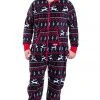 Tipsy Elves Men's Black And Red Fair Isle Big And Tall Jumpsuit
