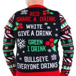 Tipsy Elves Men's Drinking Game Big And Tall Ugly Christmas Sweater