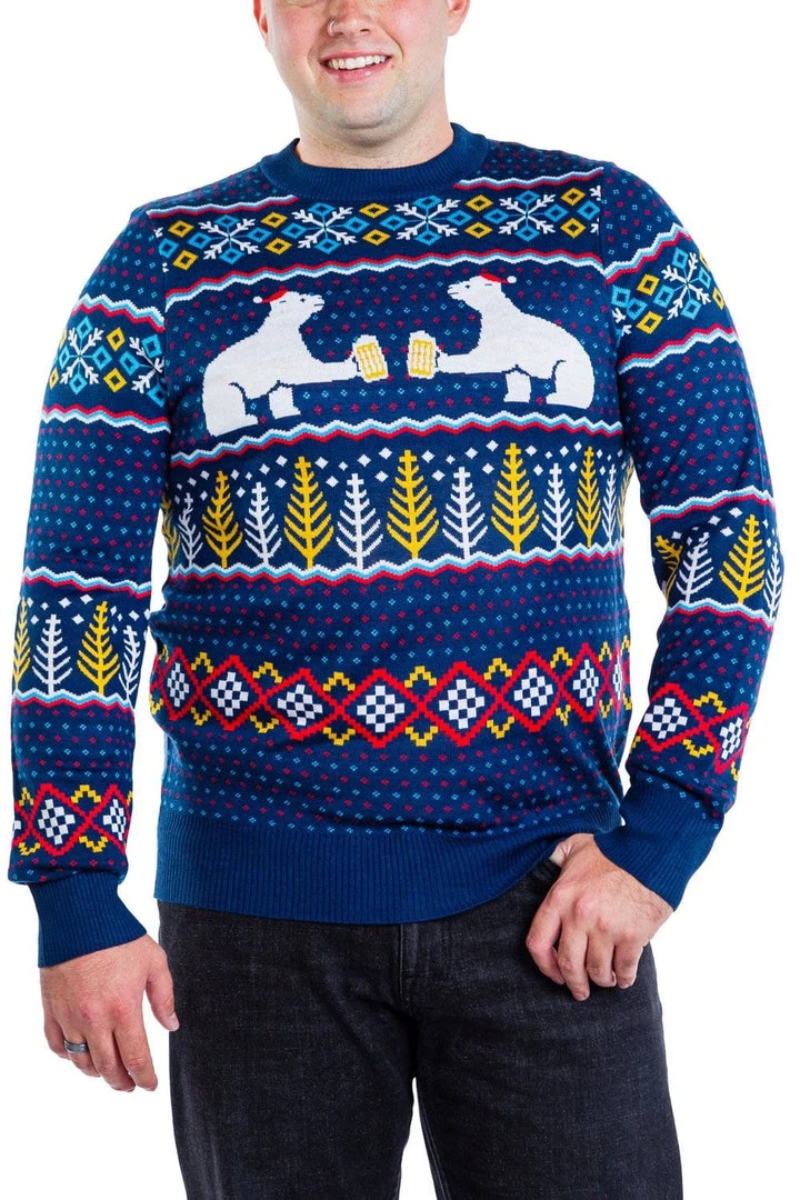 Tipsy Elves Men's Polar Bear Party Big And Tall Ugly Christmas Sweater 3 Tipsy Elves Men's Polar Bear Party Big And Tall Ugly Christmas Sweater