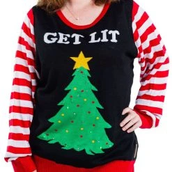 Tipsy Elves Women's Get Lit Light Up Ugly Christmas Sweater