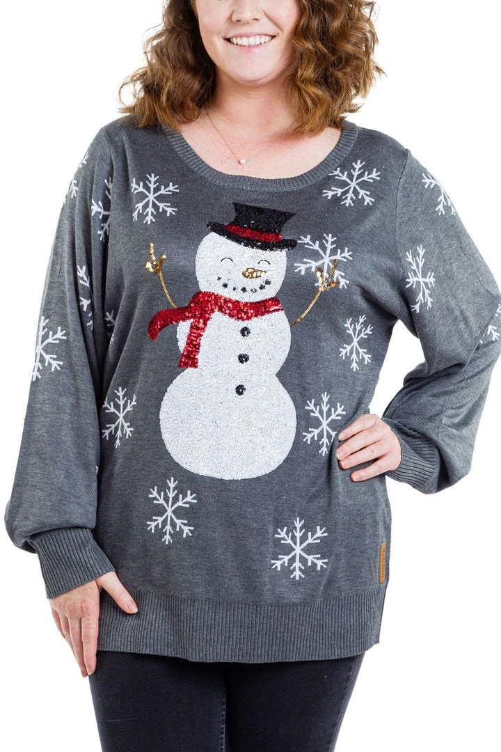 Tipsy Elves Women's Sequined Snow Day Ugly Christmas Sweater 4 Tipsy Elves Women's Sequined Snow Day Ugly Christmas Sweater