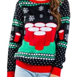 Tipsy Elves Women's Cheer Pong Game Ugly Christmas Sweater 8 Tipsy Elves Women's Cheer Pong Game Ugly Christmas Sweater