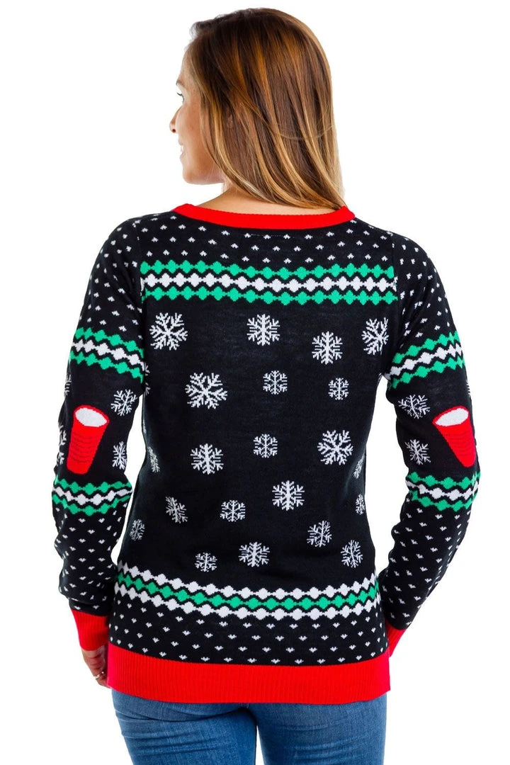 Tipsy Elves Women's Cheer Pong Game Ugly Christmas Sweater 4 Tipsy Elves Women's Cheer Pong Game Ugly Christmas Sweater
