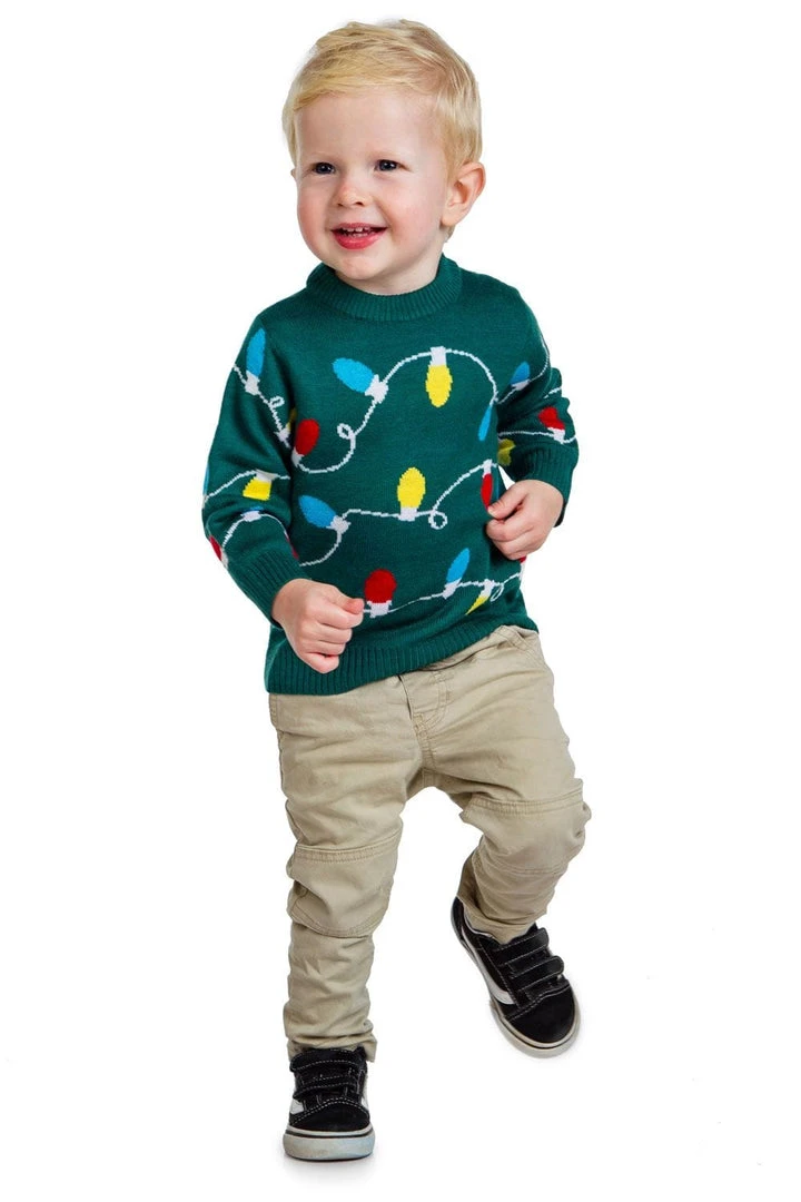 Tipsy Elves Baby / Toddler Green Christmas Lights Sweater Kids & Baby 4 Tipsy Elves Baby / Toddler Green Christmas Lights Sweater Kids & Baby