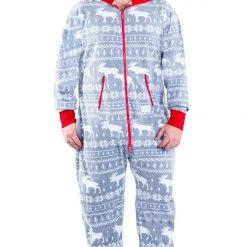 Tipsy Elves Men's Grey Moose Big And Tall Jumpsuit
