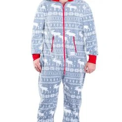 Tipsy Elves Men's Grey Moose Big And Tall Jumpsuit