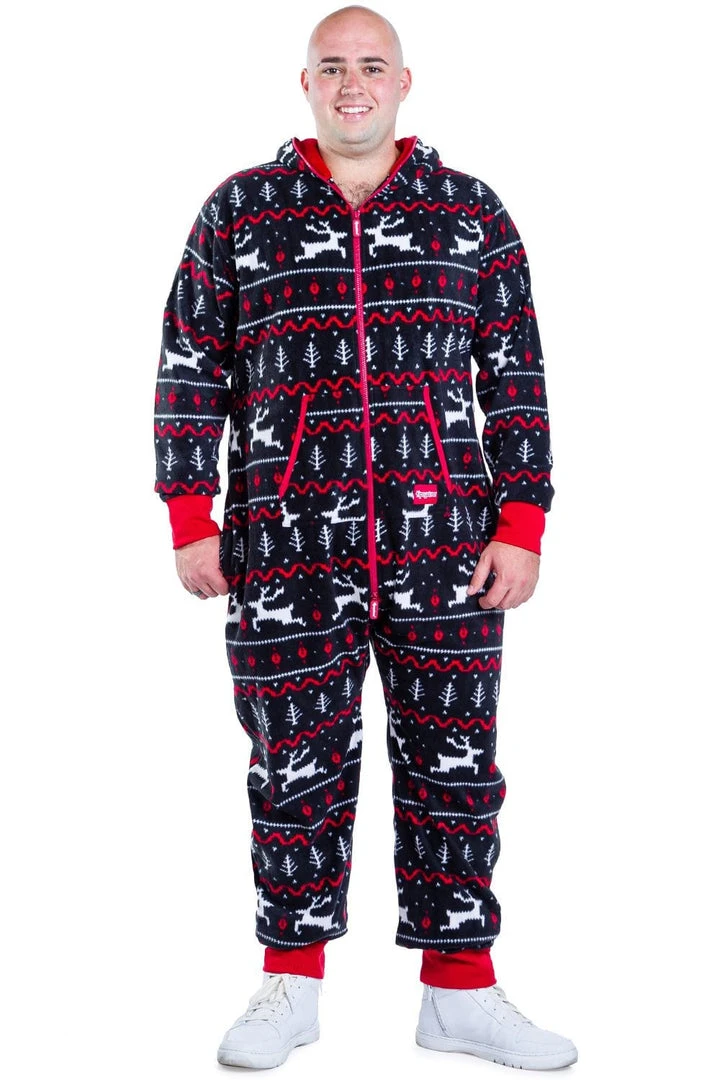 Tipsy Elves Men's Black And Red Fair Isle Big And Tall Jumpsuit 5 Tipsy Elves Men's Black And Red Fair Isle Big And Tall Jumpsuit