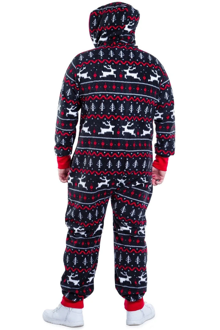 Tipsy Elves Men's Black And Red Fair Isle Big And Tall Jumpsuit 4 Tipsy Elves Men's Black And Red Fair Isle Big And Tall Jumpsuit