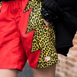 Tipsy Elves Slim Jim Leopard Print Swim Trunks