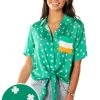 Tipsy Elves Women's Irish Classic Tie-Front Shirt