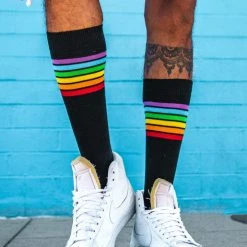 Tipsy Elves Black Rainbow Socks - Women's Cut