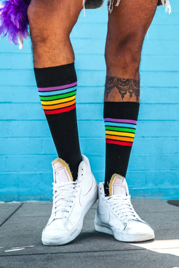 Tipsy Elves Black Rainbow Socks - Women's Cut 3 Tipsy Elves Black Rainbow Socks - Women's Cut
