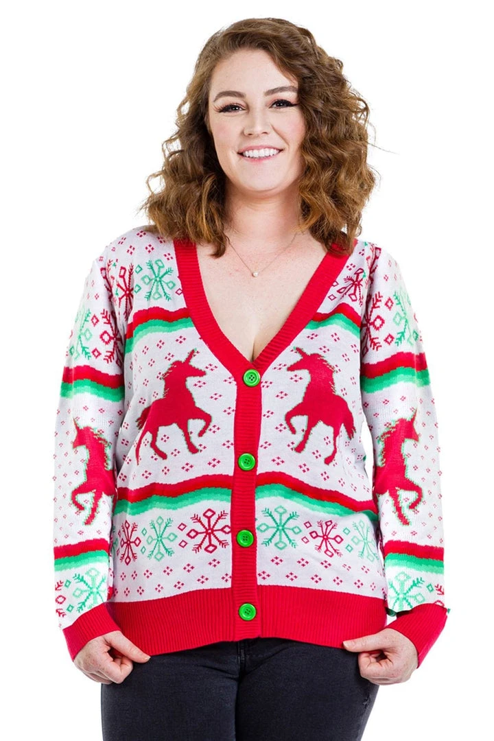 Tipsy Elves Women's Christmicorn Plus Size Cardigan 3 Tipsy Elves Women's Christmicorn Plus Size Cardigan