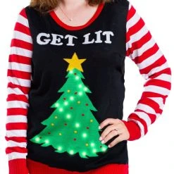 Tipsy Elves Women's Get Lit Light Up Plus Size Ugly Christmas Sweater