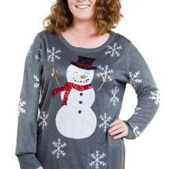 Tipsy Elves Women's Sequined Snow Day Plus Size Ugly Christmas Sweater