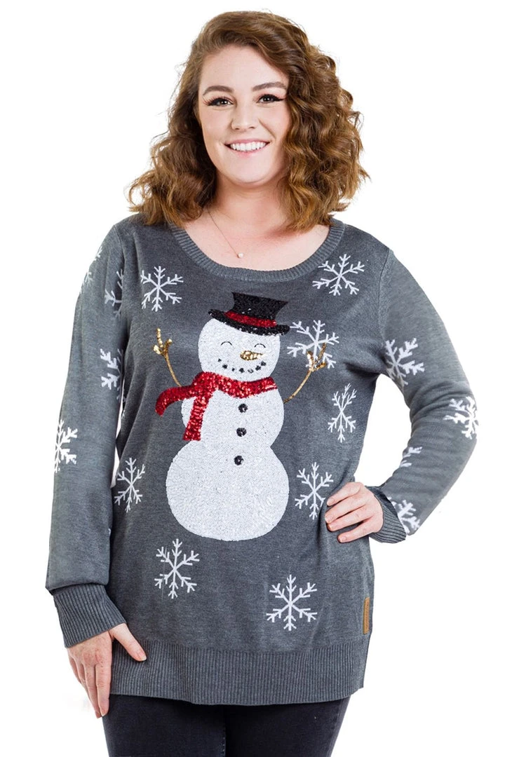 Tipsy Elves Women's Sequined Snow Day Plus Size Ugly Christmas Sweater 3 Tipsy Elves Women's Sequined Snow Day Plus Size Ugly Christmas Sweater