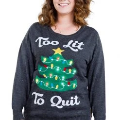 Tipsy Elves Women's Too Lit Light Up Plus Size Ugly Christmas Sweater