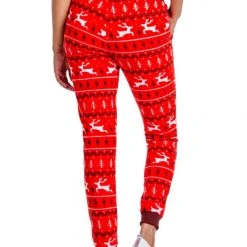 Tipsy Elves Women's Red Reindeer Jogger Sweatpants
