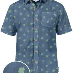 Tipsy Elves Men's Blue Clover Button Down Shirt