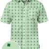 Tipsy Elves Men's Mint Clover Button Down Shirt