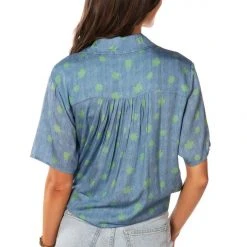 Tipsy Elves Women's Charmbray Clover Tie-Front Shirt