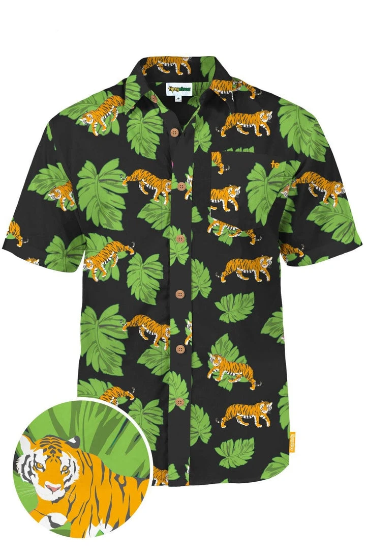 Tipsy Elves Men's King Of Tigers Hawaiian Shirt 3 Tipsy Elves Men's King Of Tigers Hawaiian Shirt