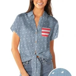 Tipsy Elves Women's American Pride Tie-Front Shirt