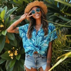 Tipsy Elves Women's Leapin' Leopard Hawaiian Shirt