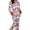 Tipsy Elves Women's Red And White Reindeer Jumpsuit