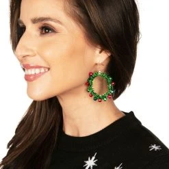 Tipsy Elves Christmas Garland Earrings Women