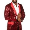Tipsy Elves Men Red Sequin All Over Blazer