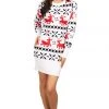 Tipsy Elves Women's Red And White Reindeer Sweater Dress 1 Tipsy Elves Women's Red And White Reindeer Sweater Dress
