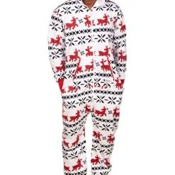 Tipsy Elves Men's Red And White Reindeer Jumpsuit